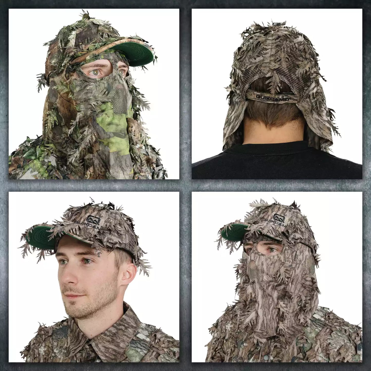 2-in-1 FRONT Leafy Face Mask and Camo Hat (Adjustable,OSFM) by QuikCamo