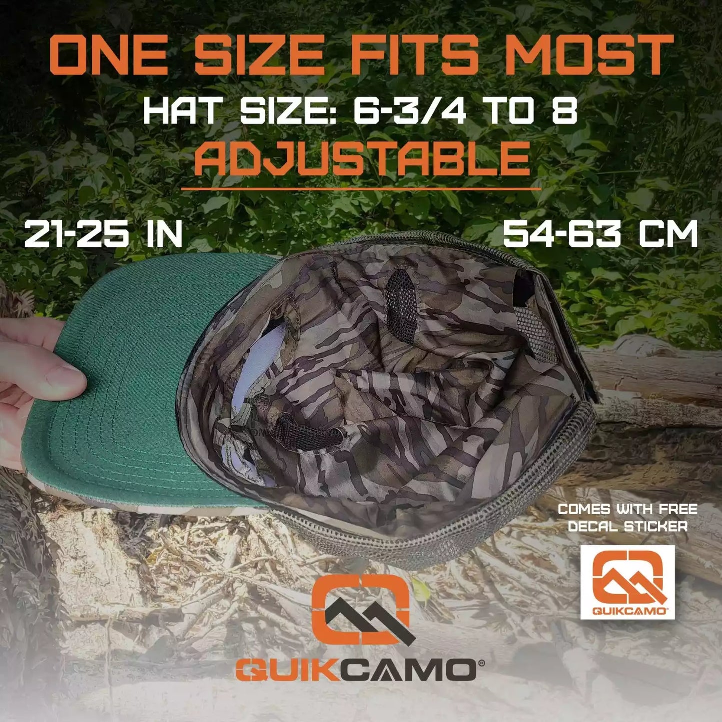 2-in-1 FRONT Leafy Face Mask and Camo Hat (Adjustable,OSFM) by QuikCamo