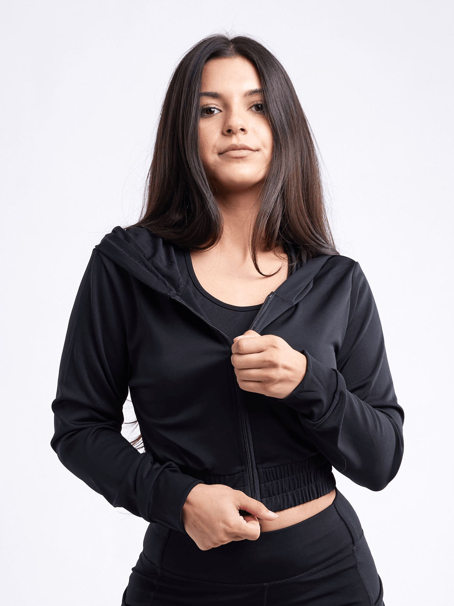 Athletic Zip-Up Crop Hoodie Jacket by Jupiter Gear