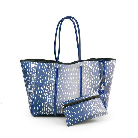 The Aniella Neoprene Tote - Navy Fawn by Babs+Birdie