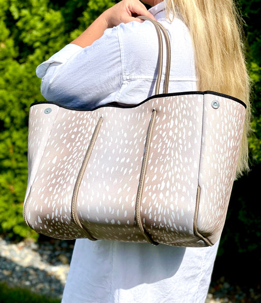 The Aniella Neoprene Tote - Champagne Fawn by Babs+Birdie