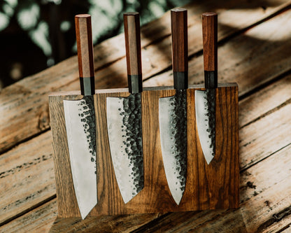 Four Piece Chef Knife Set With Magnetic Block by Vintage Gentlemen