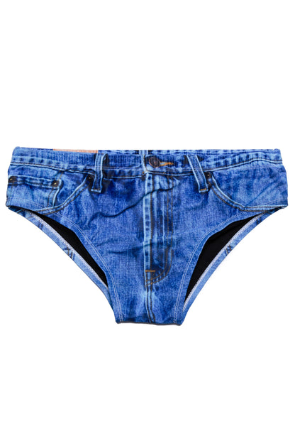 The Daytona Dong Sarong | Denim Print Swim Brief by Shinesty