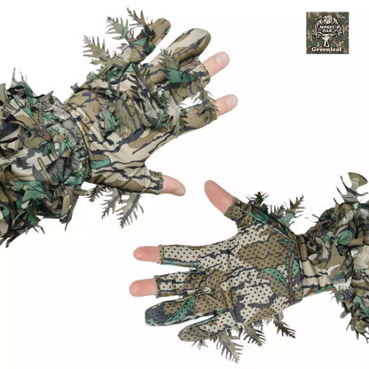 Leafy Camo Gloves (Fingerless or Touchscreen Tips) by QuikCamo