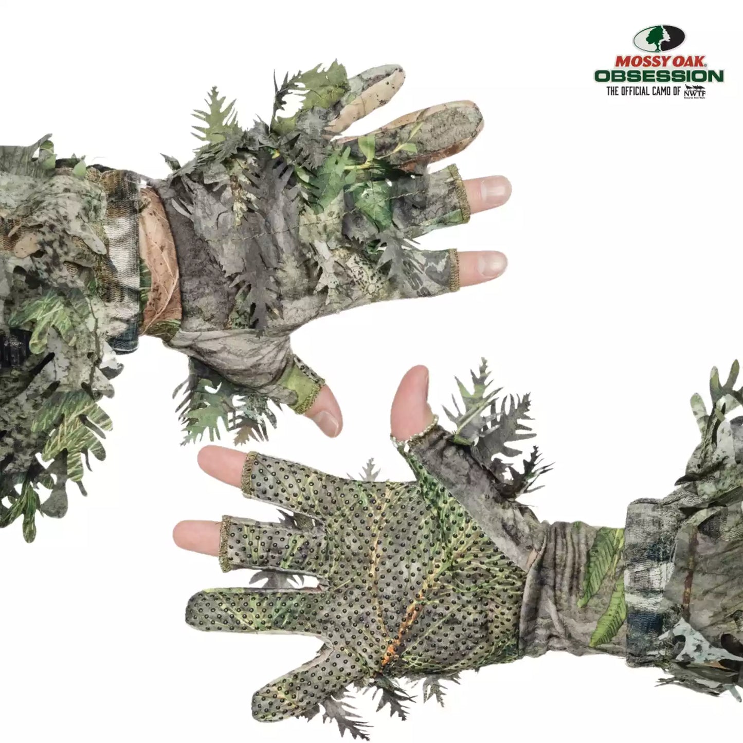 Leafy Camo Gloves (Fingerless or Touchscreen Tips) by QuikCamo