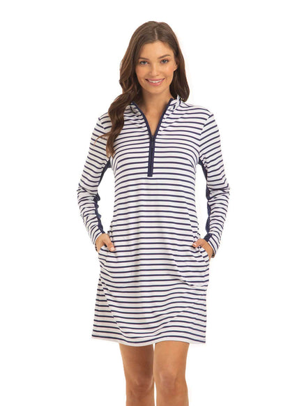 Navy Stripe 1/4 Zip Sport Dress by Cabana Life