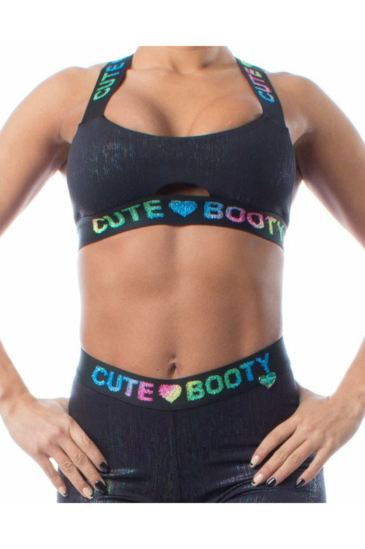 *Metallic Logo* (Peek-a-Boo Sports Bra) by Guilty Love Club