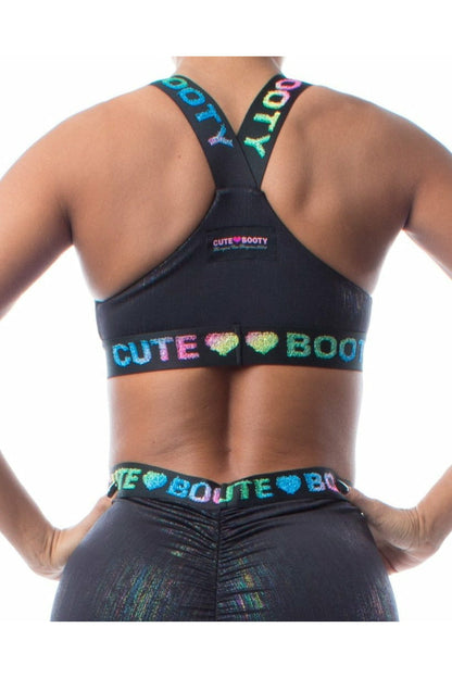 *Metallic Logo* (Peek-a-Boo Sports Bra) by Guilty Love Club