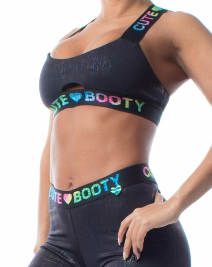 *Metallic Logo* (Peek-a-Boo Sports Bra) by Guilty Love Club