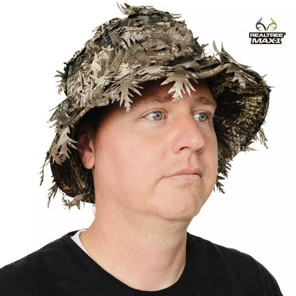 2-in-1 Leafy Face Mask and Bucket Hat (Adjustable, OSFM) by QuikCamo