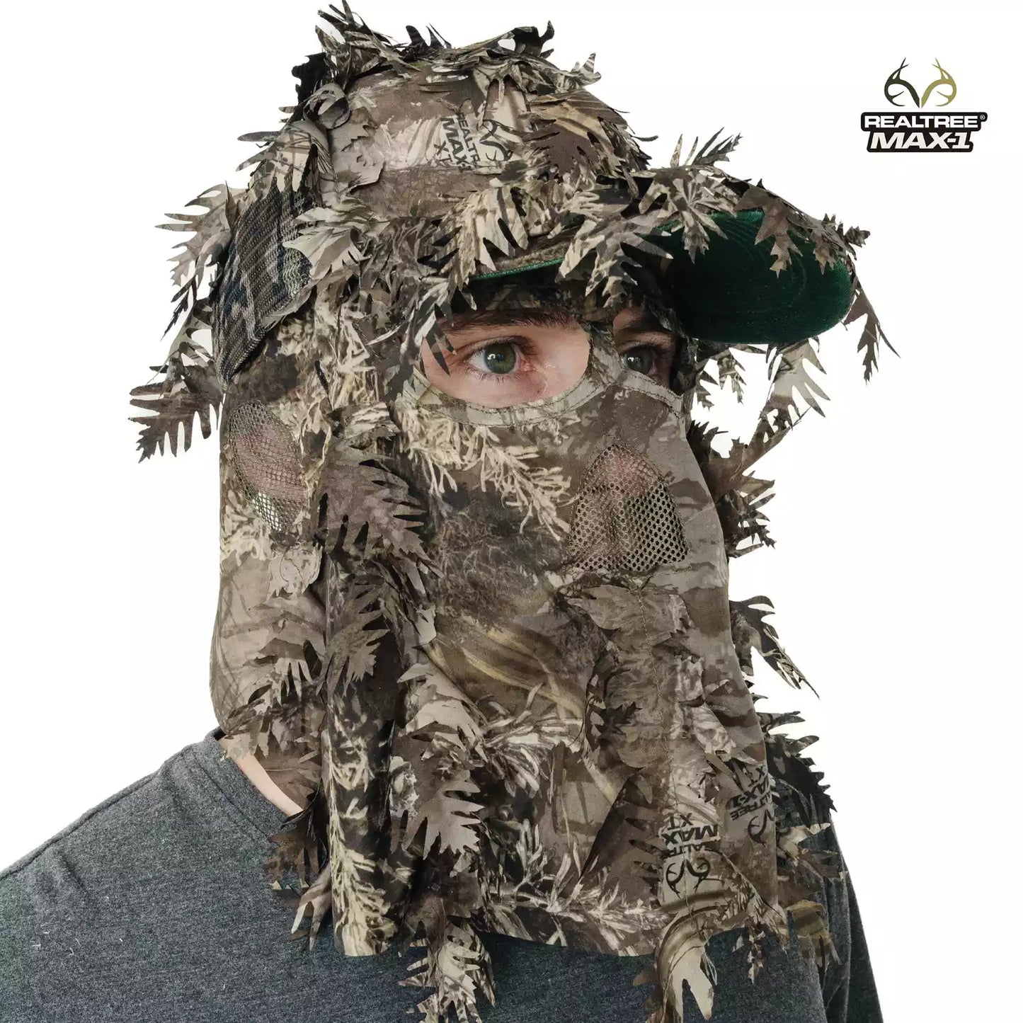 2-in-1 FRONT Leafy Face Mask and Camo Hat (Adjustable,OSFM) by QuikCamo