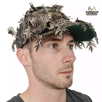 2-in-1 FRONT Leafy Face Mask and Camo Hat (Adjustable,OSFM) by QuikCamo