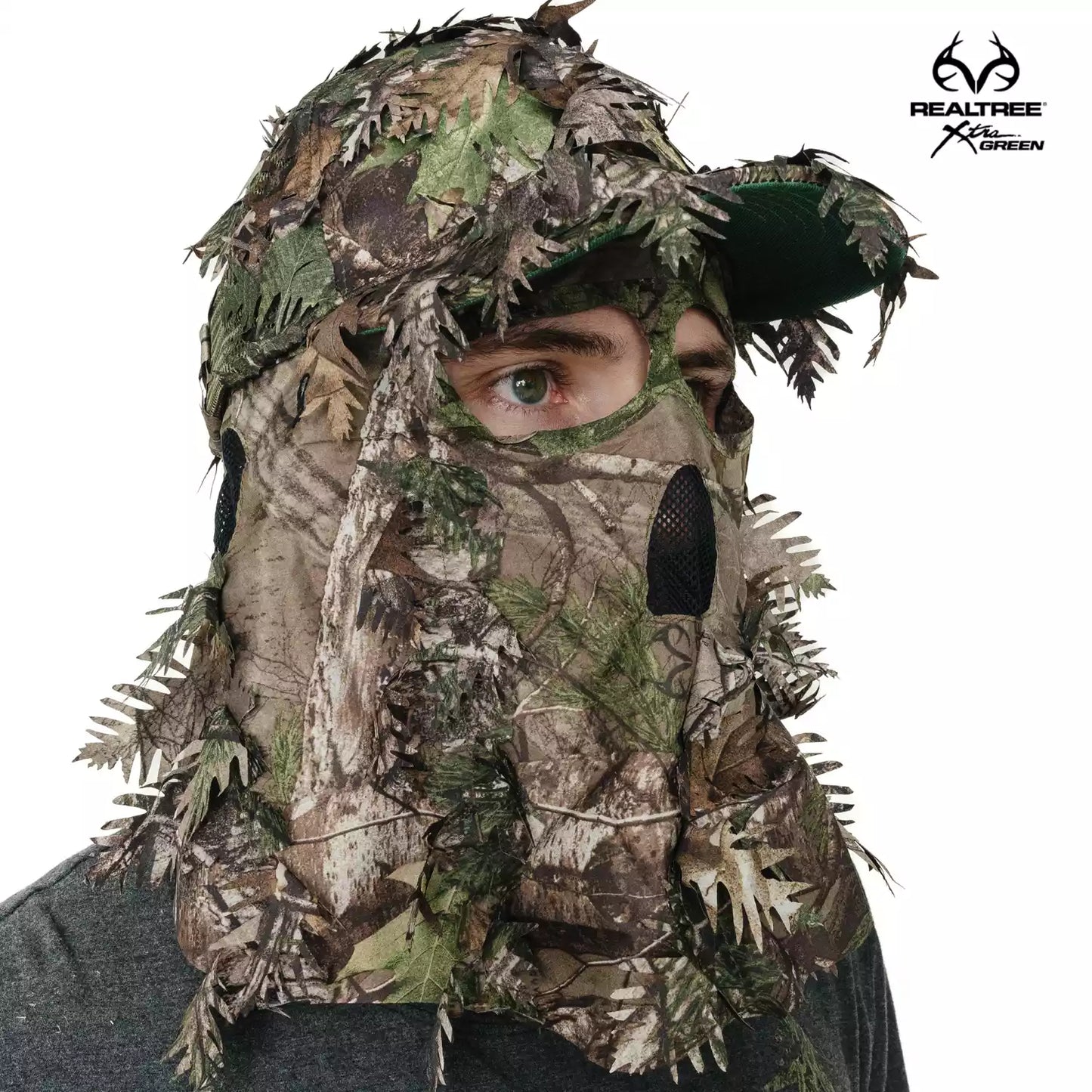 2-in-1 FRONT Leafy Face Mask and Camo Hat (Adjustable,OSFM) by QuikCamo