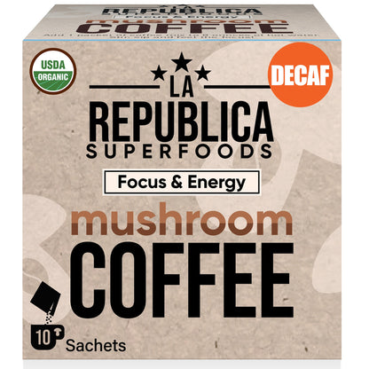 DECAF Mushroom Coffee 10-Pack Box by La Republica Superfoods