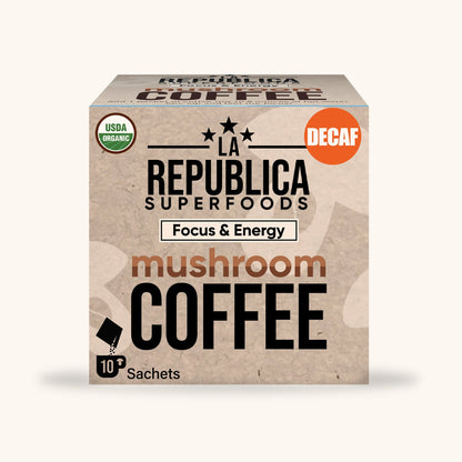 DECAF Mushroom Coffee 10-Pack Box by La Republica Superfoods