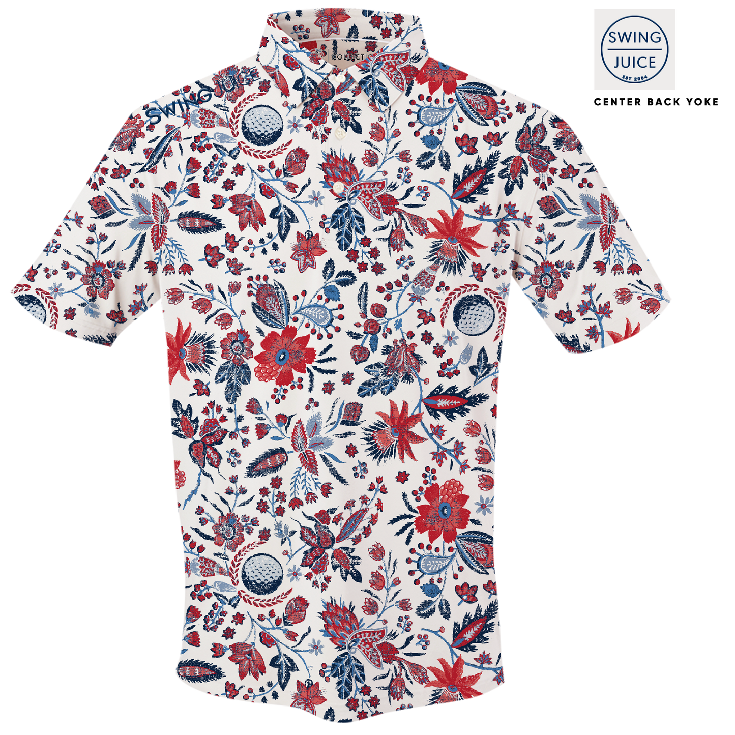 Golf Americana Floral Men's Polo by SwingJuice LLC