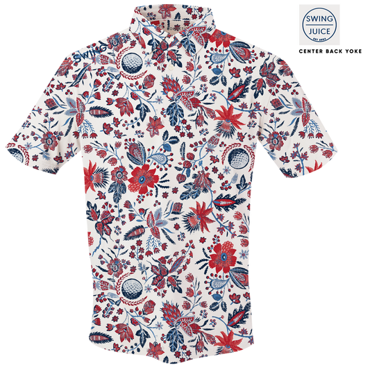 Golf Americana Floral Men's Polo by SwingJuice LLC