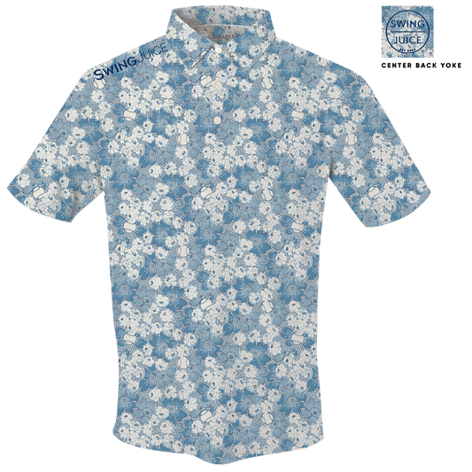 Golf Ballpark Floral Men's Polo by SwingJuice LLC