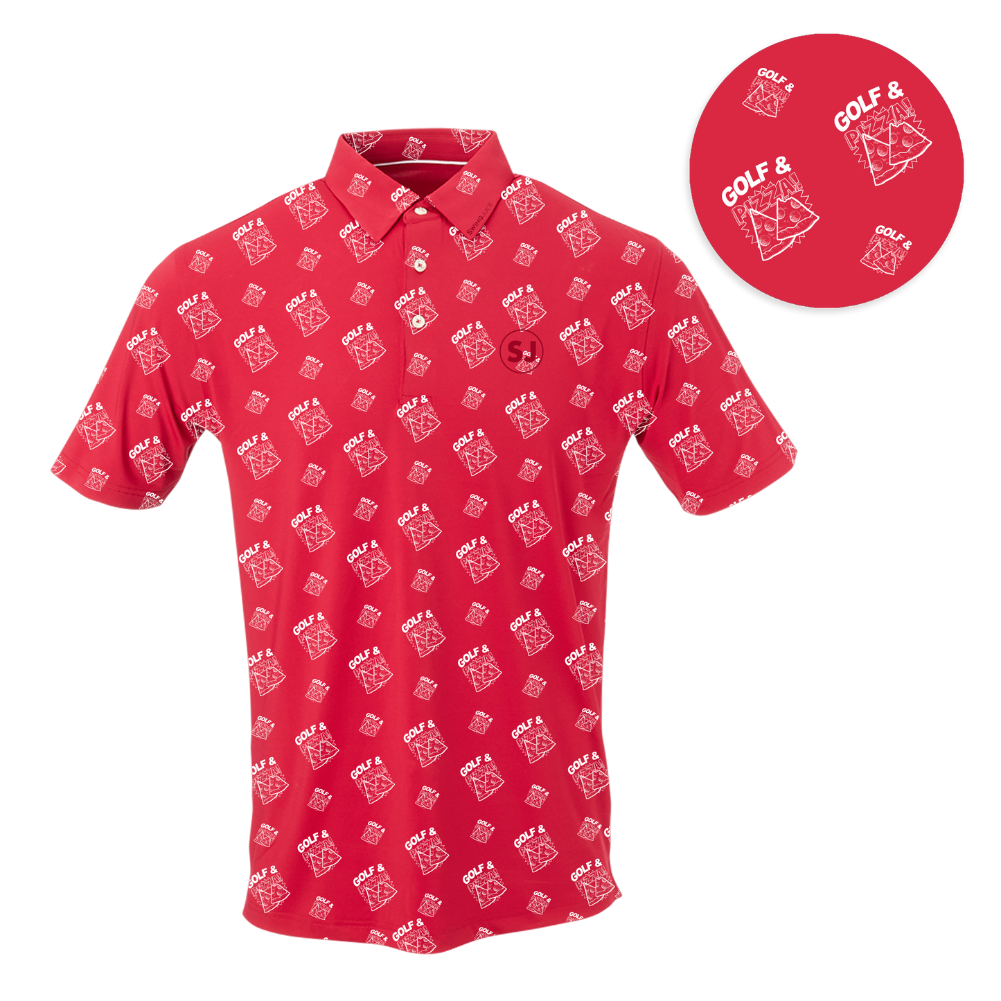 Golf & Pizza Men's Polo by SwingJuice LLC