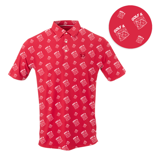 Golf & Pizza Men's Polo by SwingJuice LLC