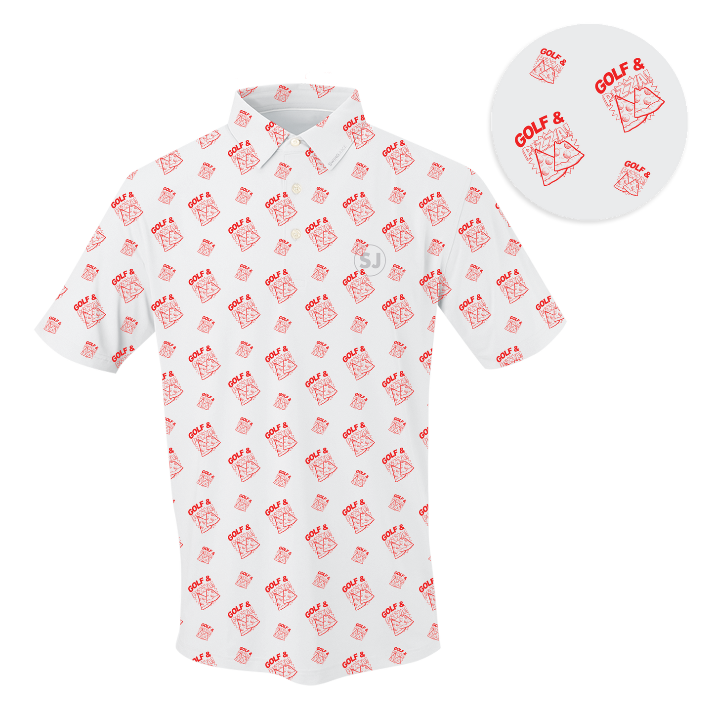 Golf & Pizza Men's Polo by SwingJuice LLC