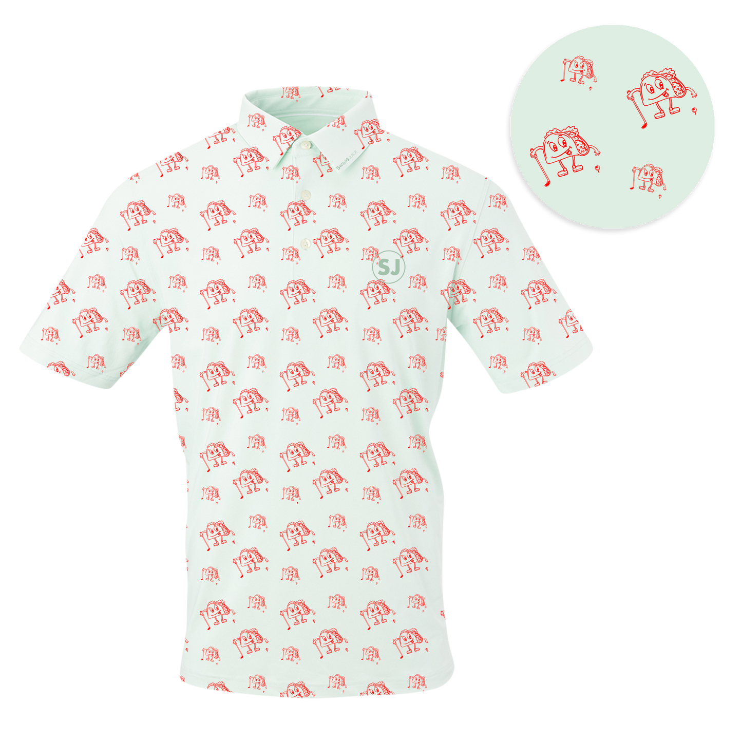 Golf & Tacos Men's Polo Mint by SwingJuice LLC