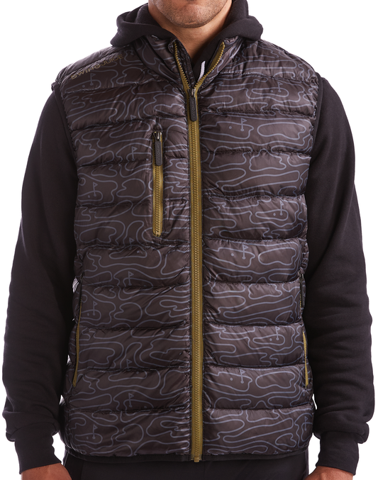 Golf Rhythmic Lines Men's Packable Puffer Vest by SwingJuice LLC