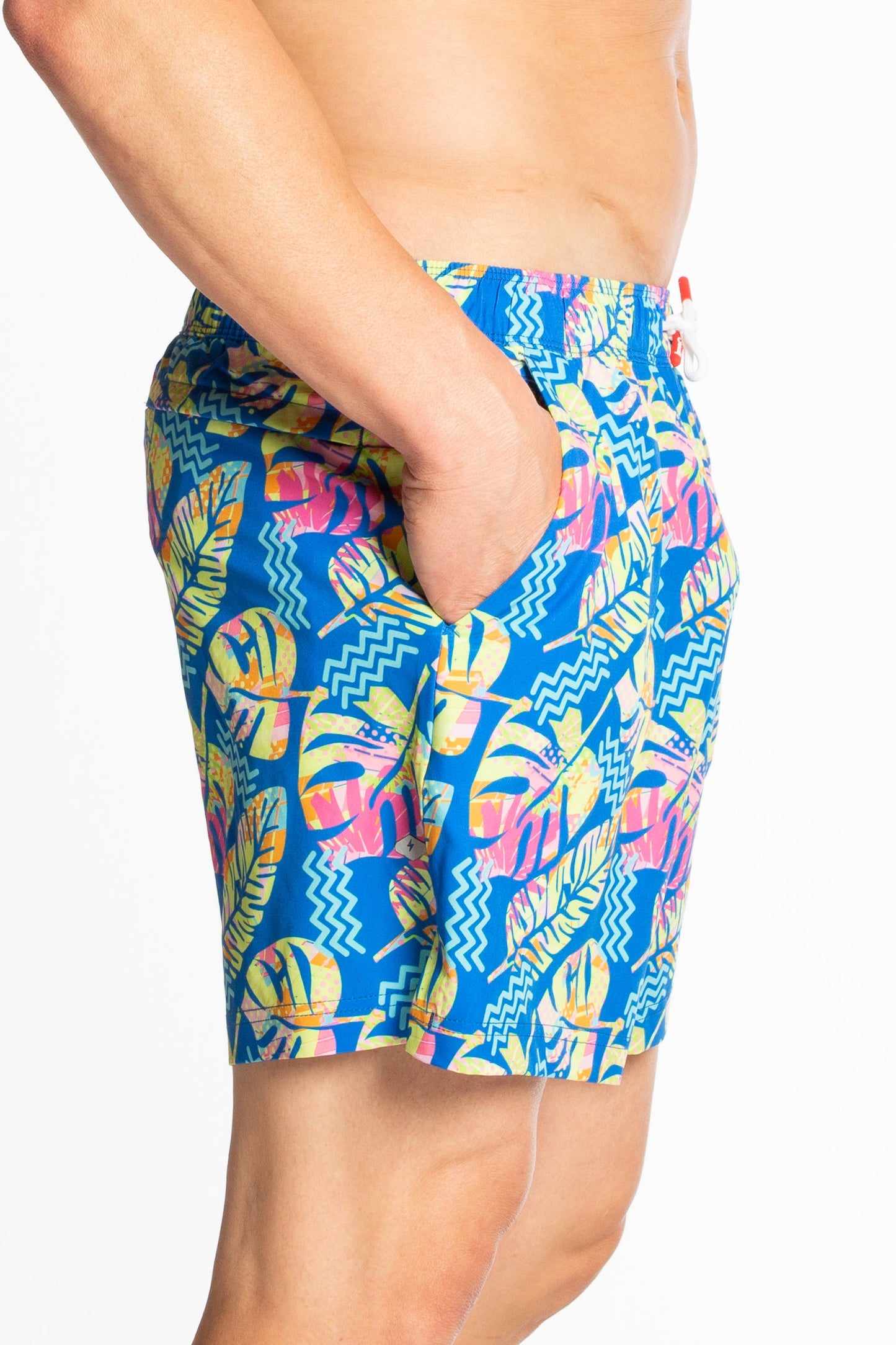 The Oahu Rendezvous | Tropical Leaves Ball Hammock® Pouch 5" Swim Trunks by Shinesty