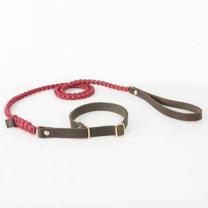 Touch of Leather Retriever Dog Leash - Redwine by Molly And Stitch US