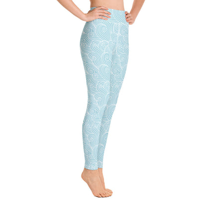 Women's Blue Ocean Swirl Yoga Leggings by Tropical Seas Clothing