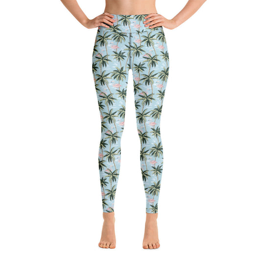 Womens Tropical Flamingo Yoga Leggings by Tropical Seas Clothing