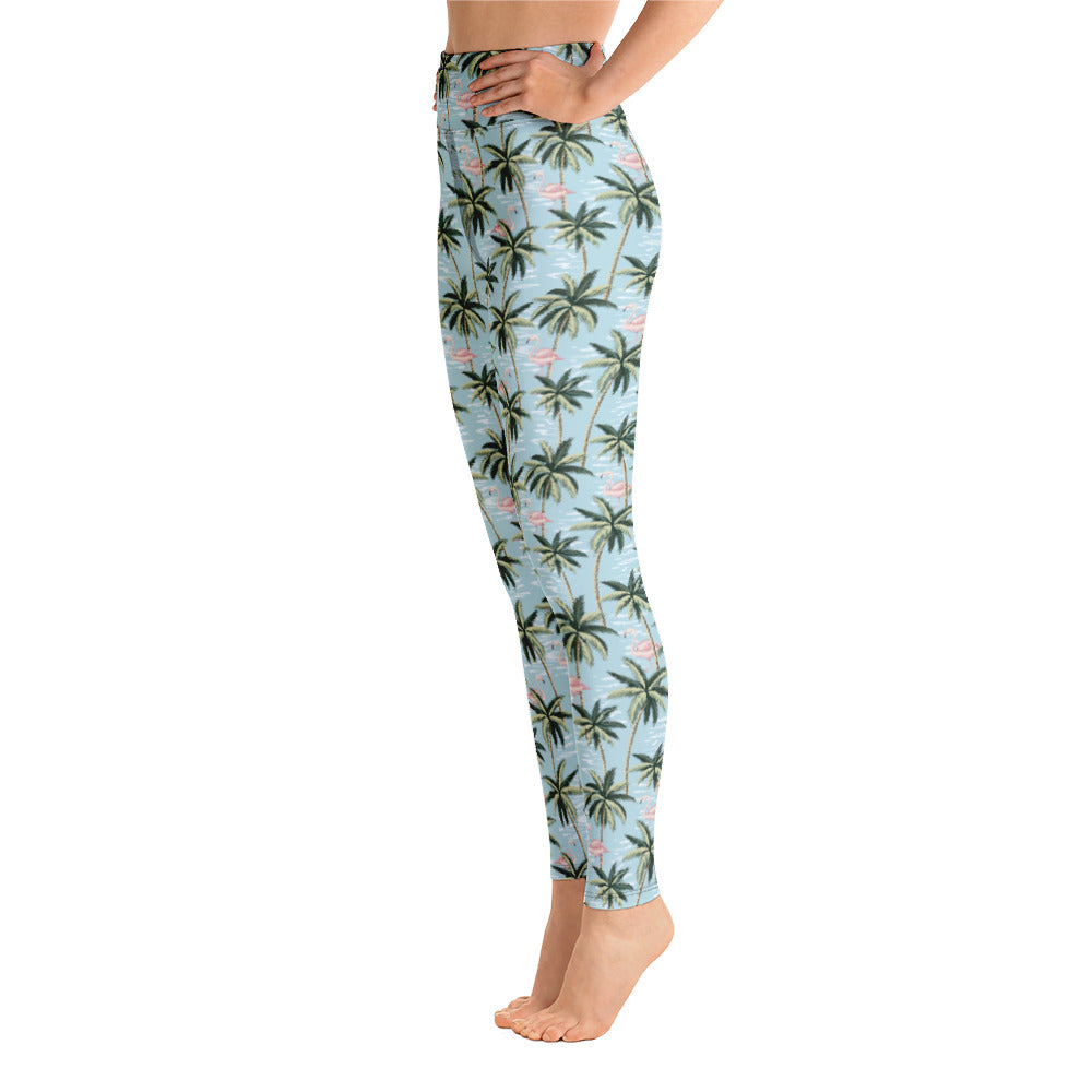 Womens Tropical Flamingo Yoga Leggings by Tropical Seas Clothing