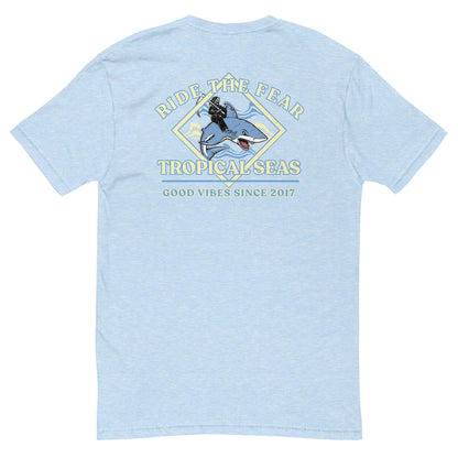 Men's Ride the Fear Shark T-shirt by Tropical Seas Clothing